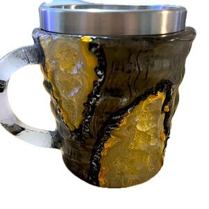 Yellow & Grey Agate Inspired Mug with Stainless Steel insert
